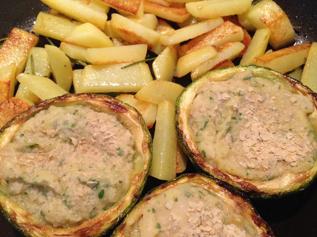 coppette di zucchine ripiene con fagioli prezzemolo e curry