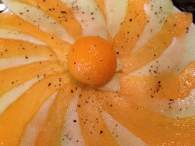 carpaccio di melone e cetriolo