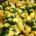 Patate arrosto e spinaci, senza grassi animali, solo ingredienti vegetali